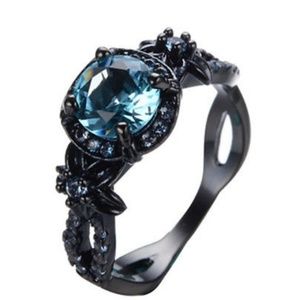 Lab Created Blue Sapphire Halo Ring